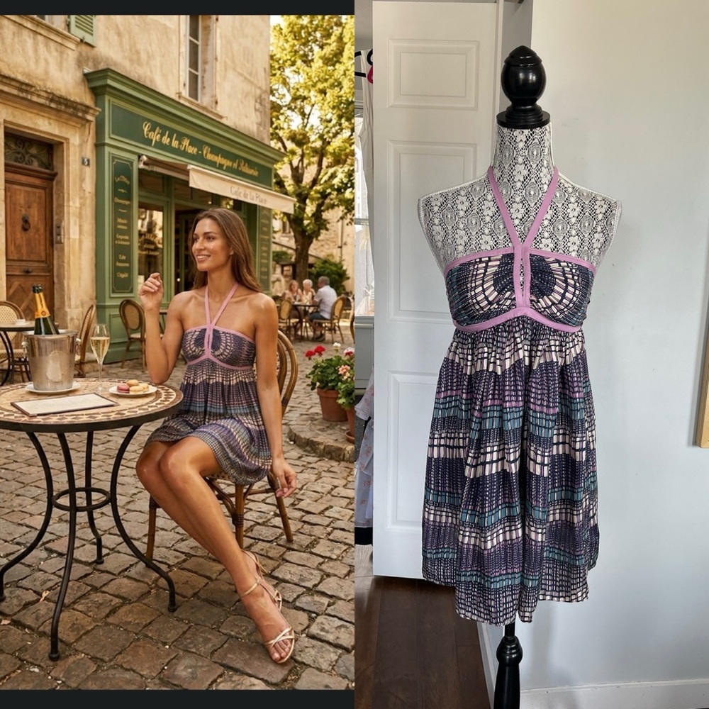 Vintage 100% Silk Susana Monaco Designer Mini Dress. Small/Size 4